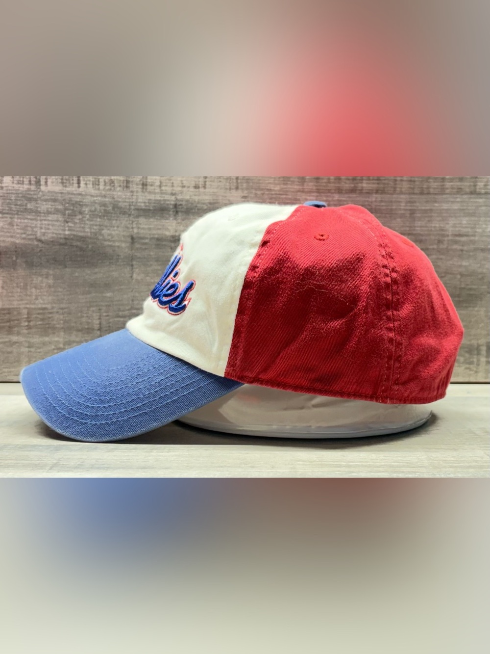 MLB Philadelphia Phillies Script Tricolor Baseball Cap - Cream, Red, Blue - Picture 4 of 7